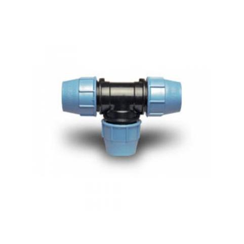 Фото тройника зажимного пластмассового соединительного для ПЭ труб 25 мм